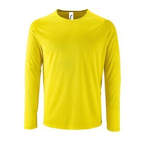 SOLS Mens Sporty Long Sleeve Performance T-Shirt / Neon Yellow
